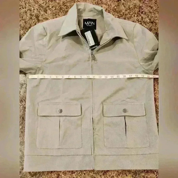 Boohoo MAN Men's Slim Fit Sage Utility Harrington Woven Jacket Size M - Picture 5 of 7